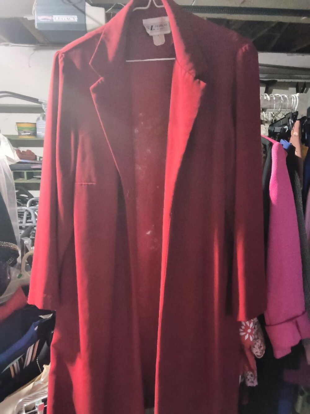 Red Longline Blazer Open Front Jacket Statement Piece Workwear  (BLAZER ONLY)